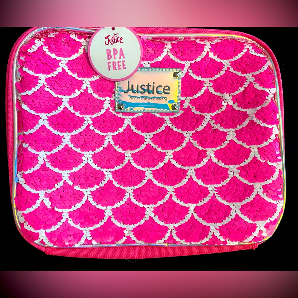 Pink and silver sequence girls, lunch bag brand new